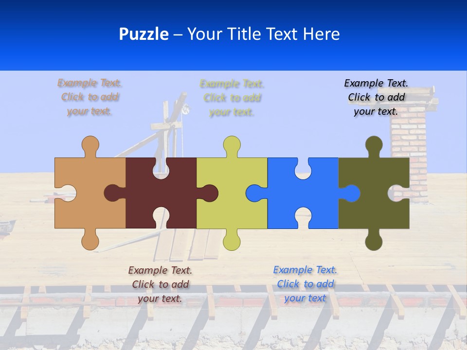 A Wooden Roof With A Brick Chimney And A Blue Sky In The Background PowerPoint Template