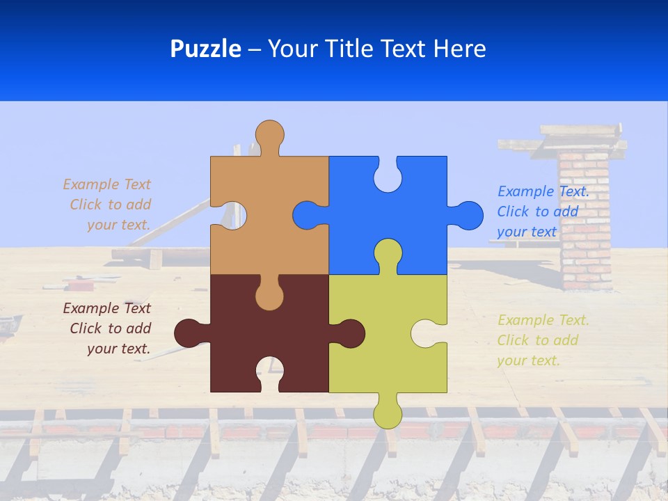 A Wooden Roof With A Brick Chimney And A Blue Sky In The Background PowerPoint Template