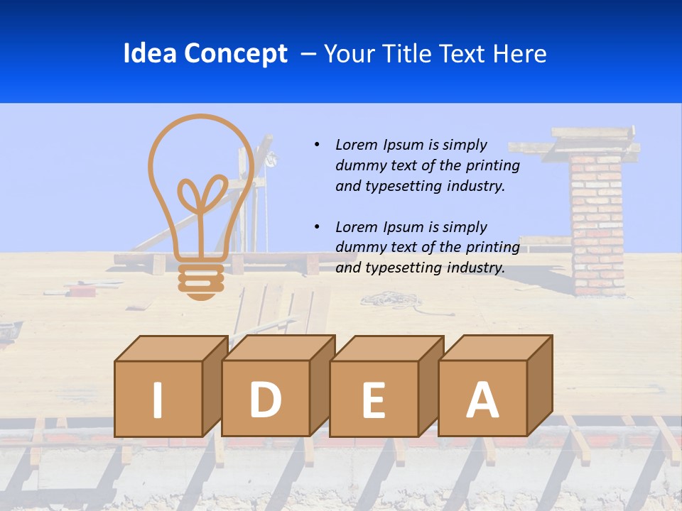 A Wooden Roof With A Brick Chimney And A Blue Sky In The Background PowerPoint Template