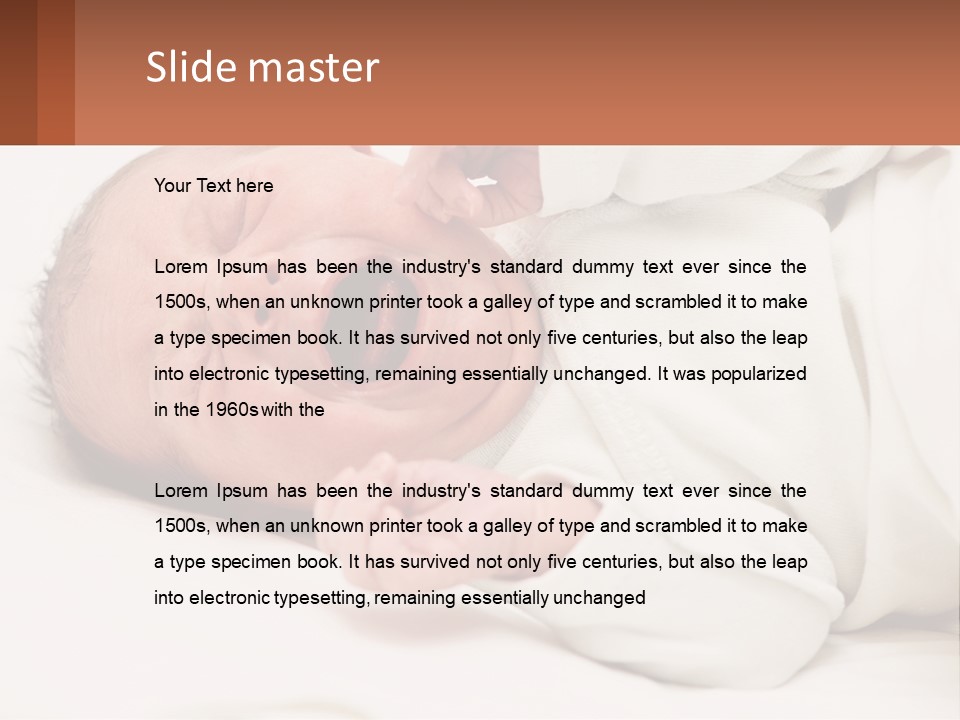 A Baby Yawning While Laying On A Bed PowerPoint Template