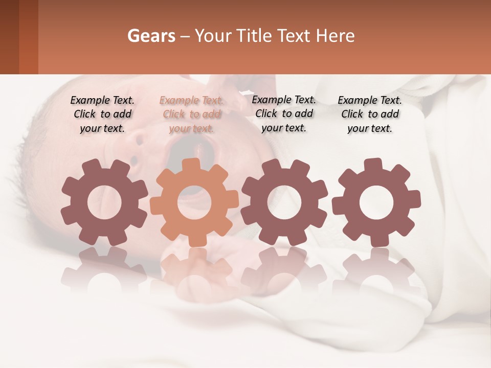 A Baby Yawning While Laying On A Bed PowerPoint Template