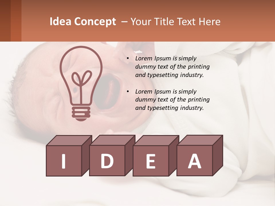 A Baby Yawning While Laying On A Bed PowerPoint Template