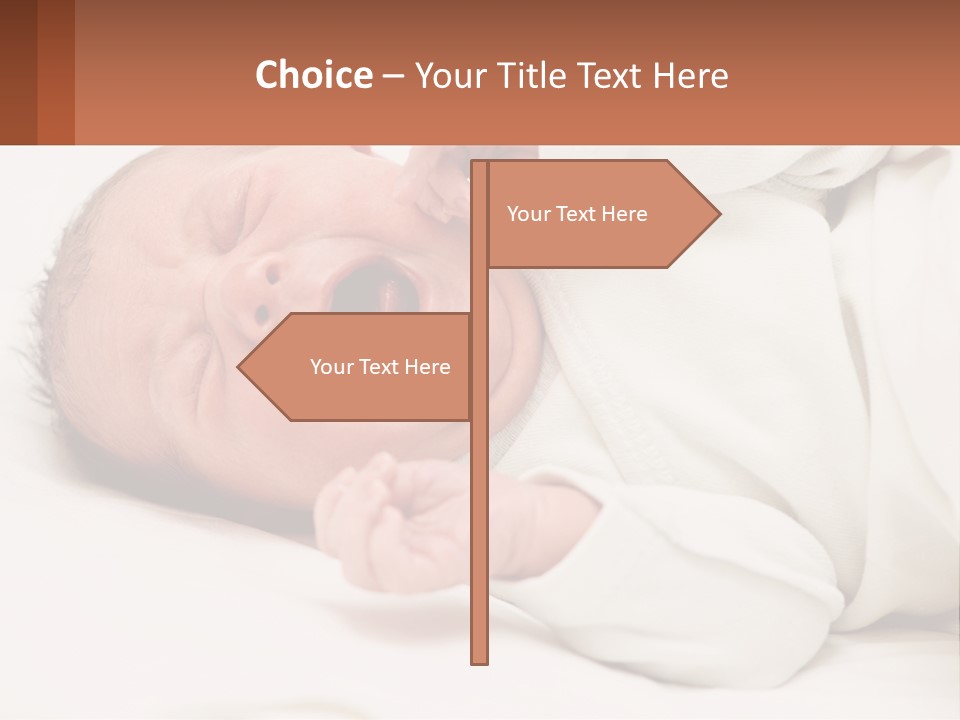 A Baby Yawning While Laying On A Bed PowerPoint Template