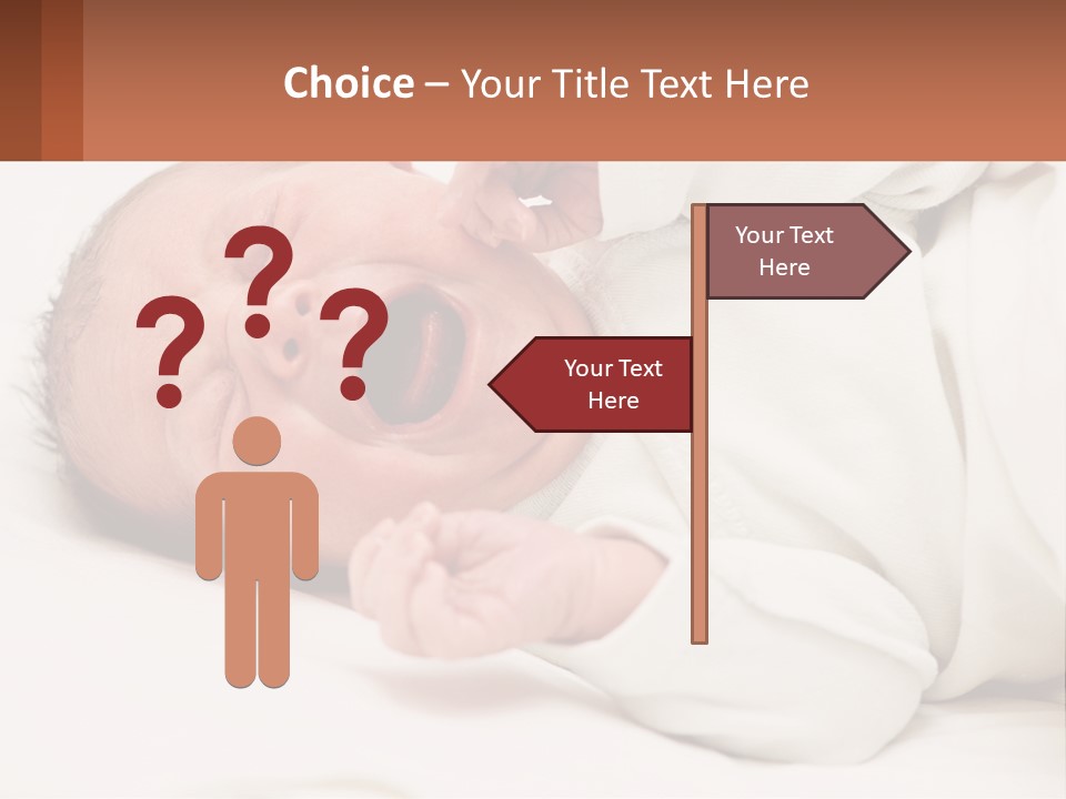 A Baby Yawning While Laying On A Bed PowerPoint Template