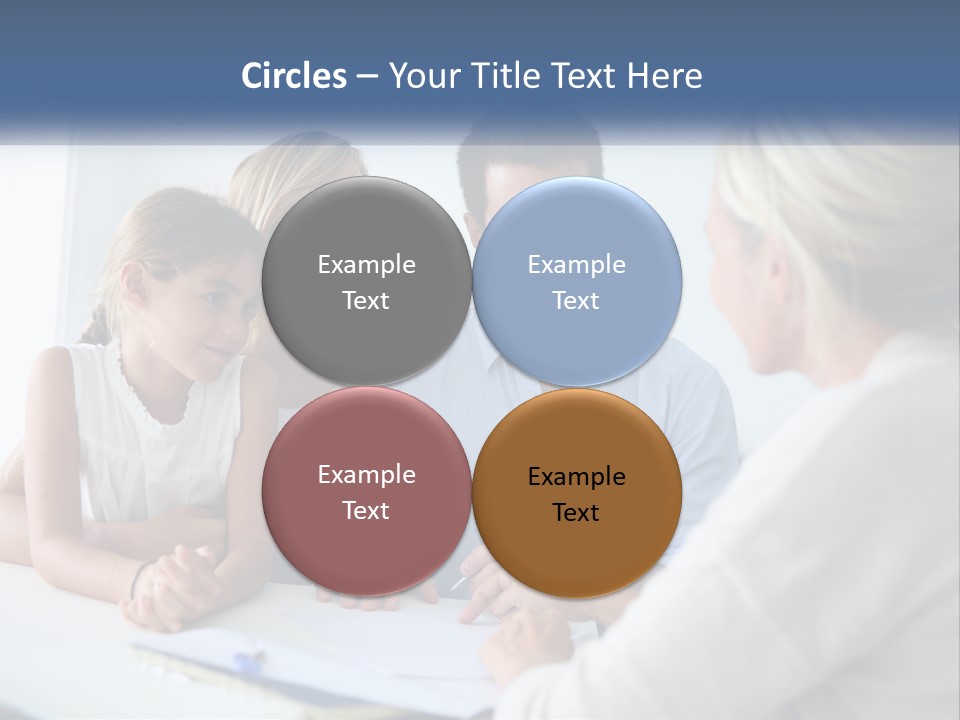 A Family Sitting At A Table Talking To Each Other PowerPoint Template