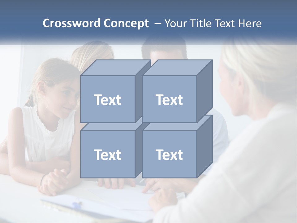A Family Sitting At A Table Talking To Each Other PowerPoint Template