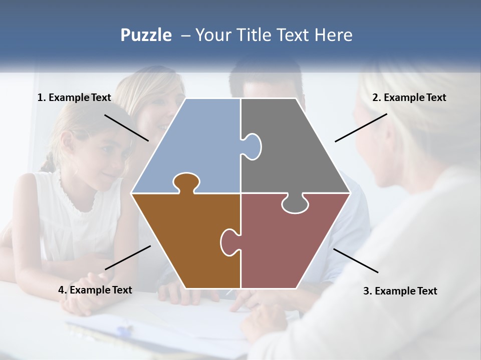 A Family Sitting At A Table Talking To Each Other PowerPoint Template
