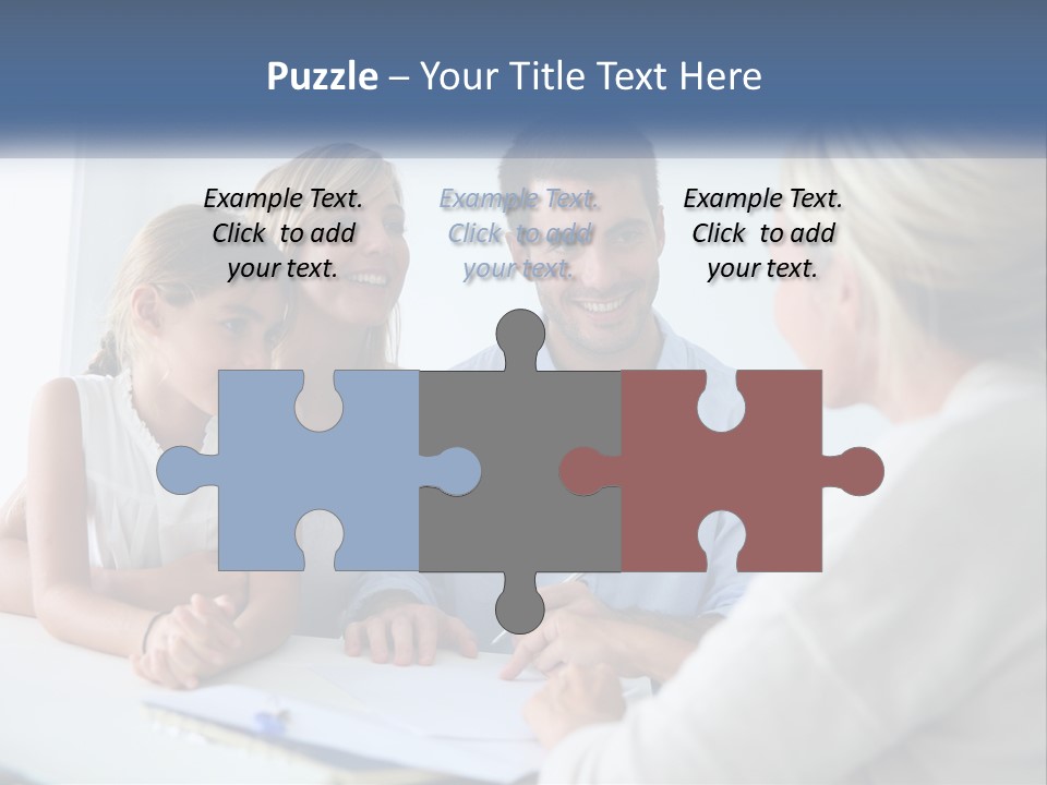 A Family Sitting At A Table Talking To Each Other PowerPoint Template