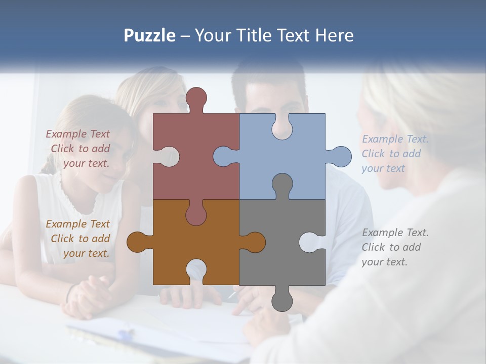 A Family Sitting At A Table Talking To Each Other PowerPoint Template