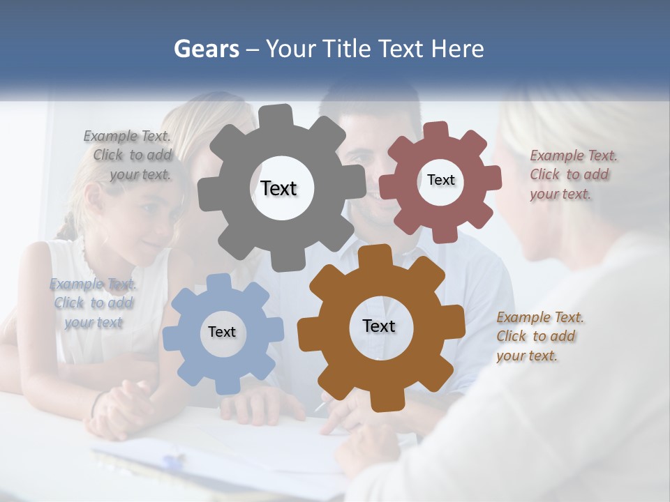 A Family Sitting At A Table Talking To Each Other PowerPoint Template