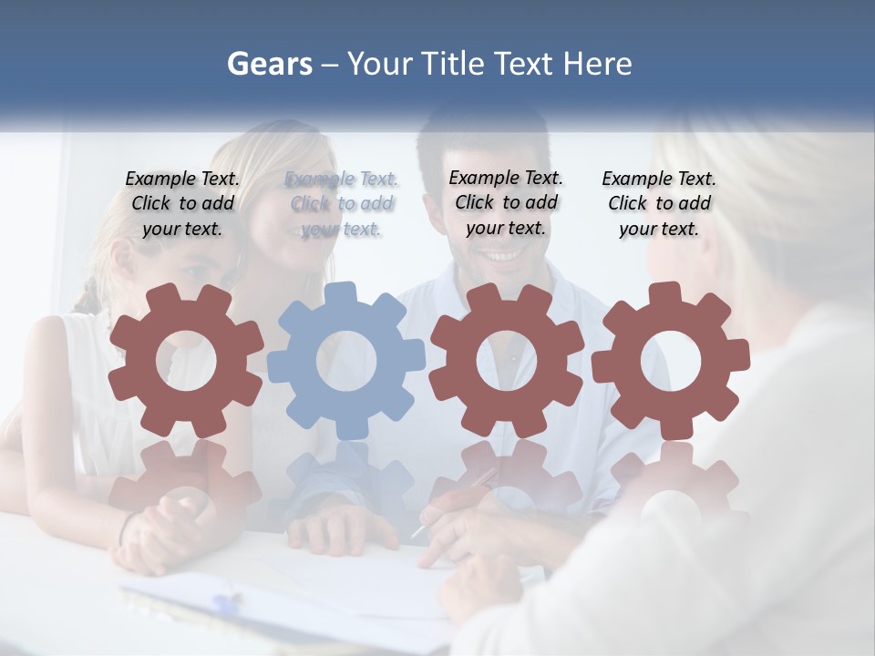 A Family Sitting At A Table Talking To Each Other PowerPoint Template