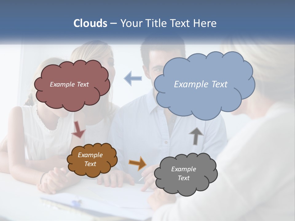 A Family Sitting At A Table Talking To Each Other PowerPoint Template