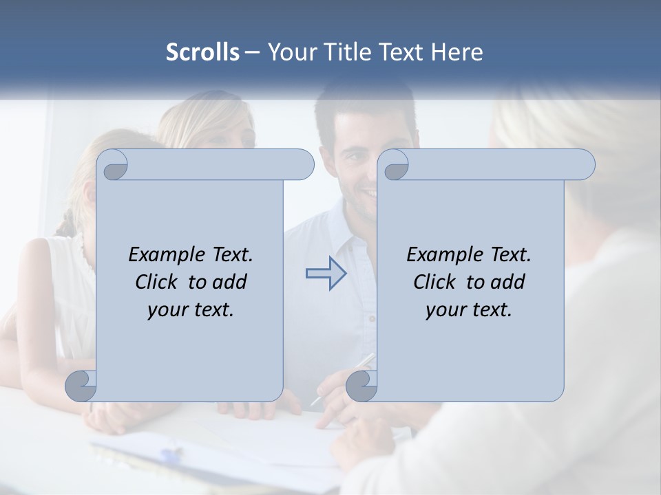 A Family Sitting At A Table Talking To Each Other PowerPoint Template