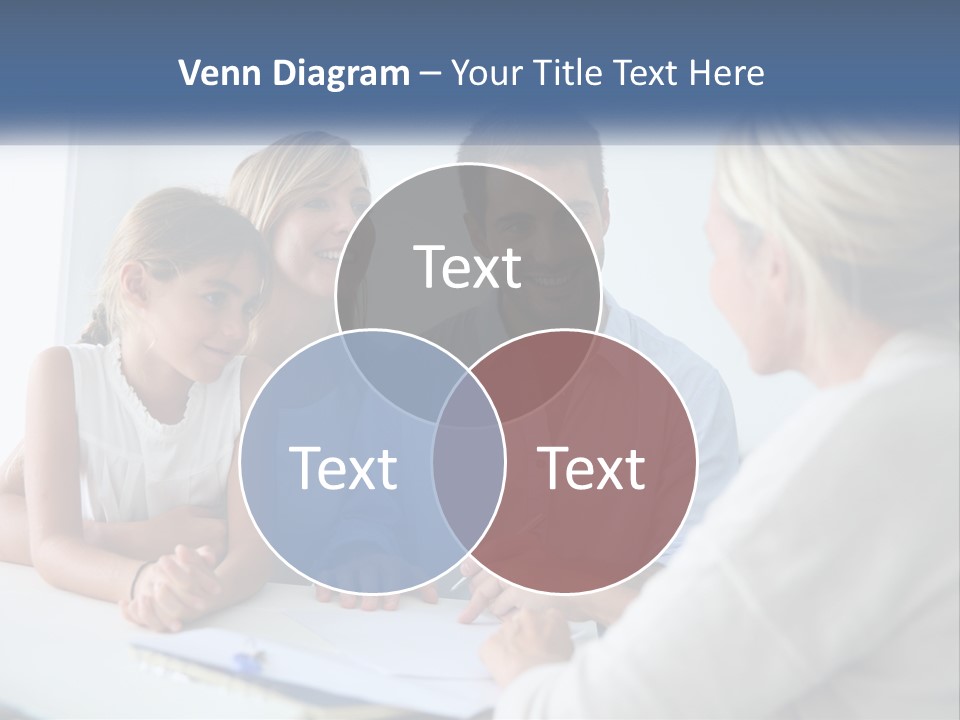 A Family Sitting At A Table Talking To Each Other PowerPoint Template