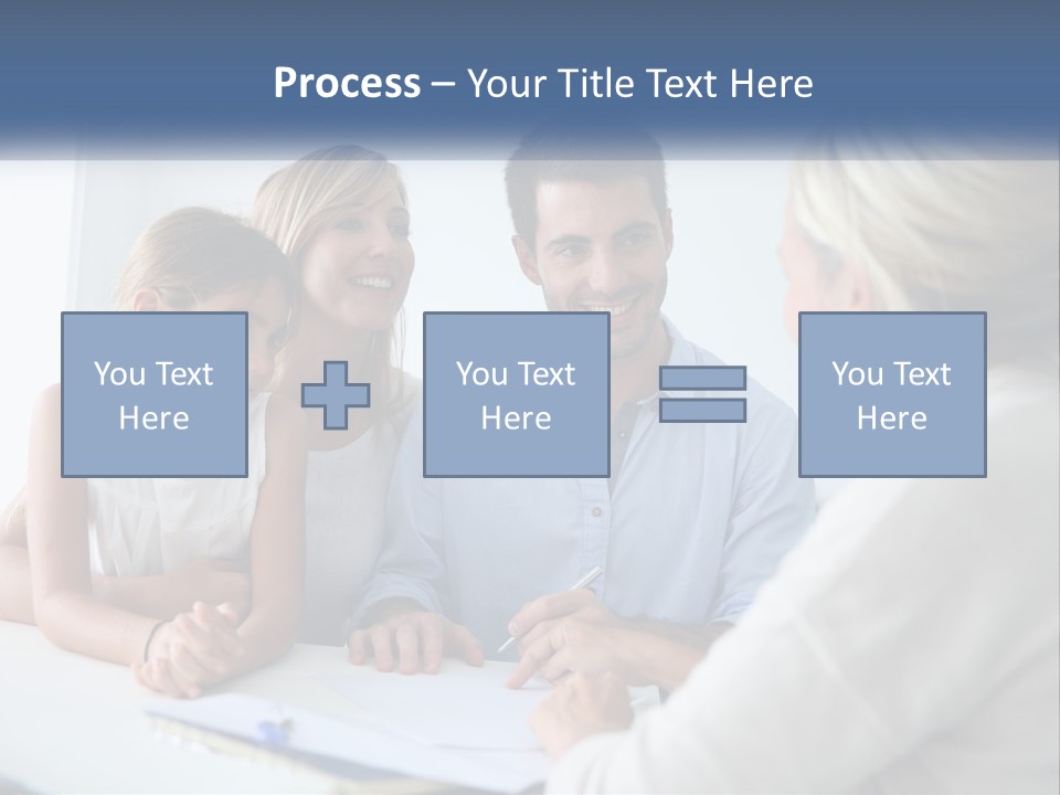 A Family Sitting At A Table Talking To Each Other PowerPoint Template