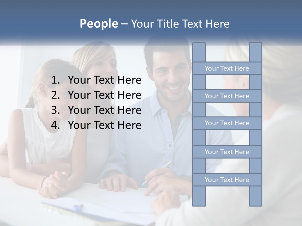 A Family Sitting At A Table Talking To Each Other PowerPoint Template