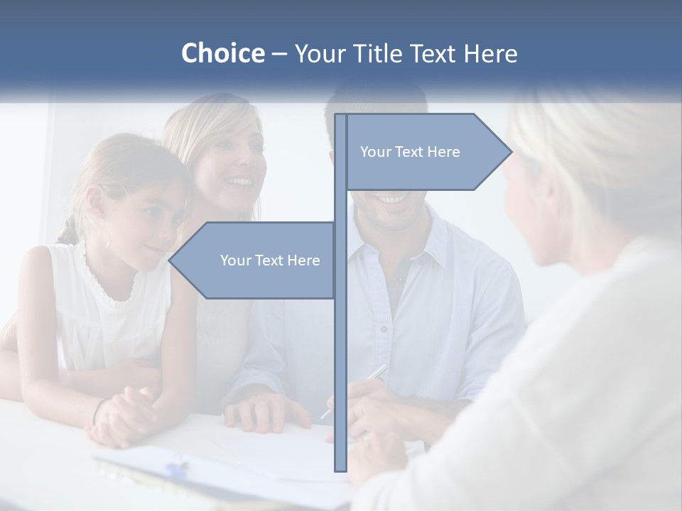 A Family Sitting At A Table Talking To Each Other PowerPoint Template