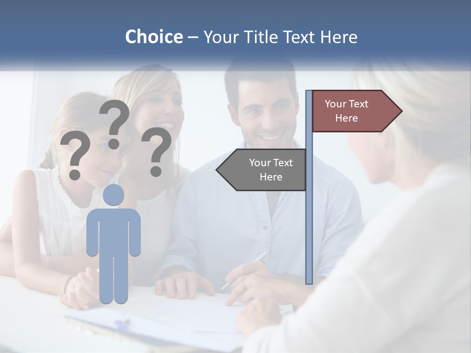 A Family Sitting At A Table Talking To Each Other PowerPoint Template