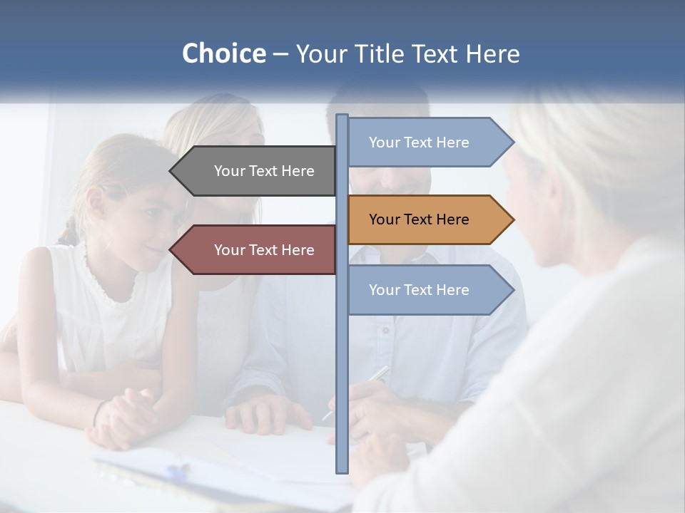 A Family Sitting At A Table Talking To Each Other PowerPoint Template
