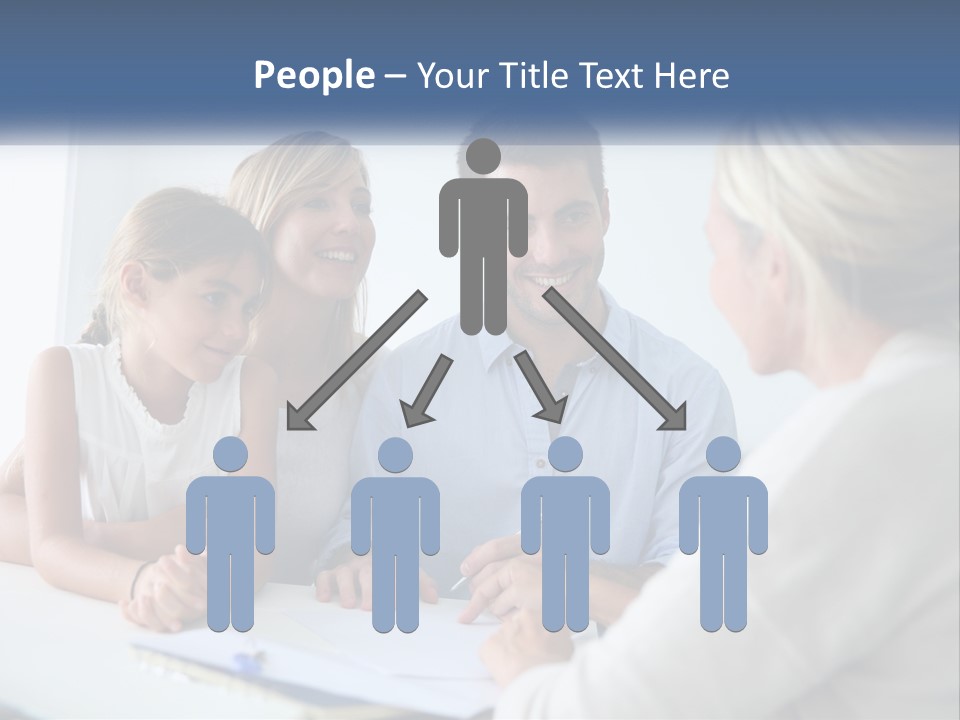 A Family Sitting At A Table Talking To Each Other PowerPoint Template