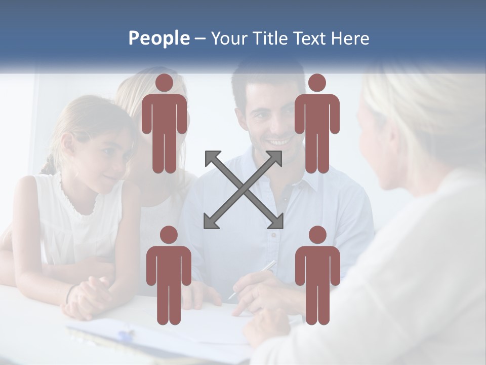 A Family Sitting At A Table Talking To Each Other PowerPoint Template