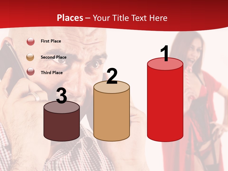 A Man Talking On A Cell Phone Next To A Woman PowerPoint Template