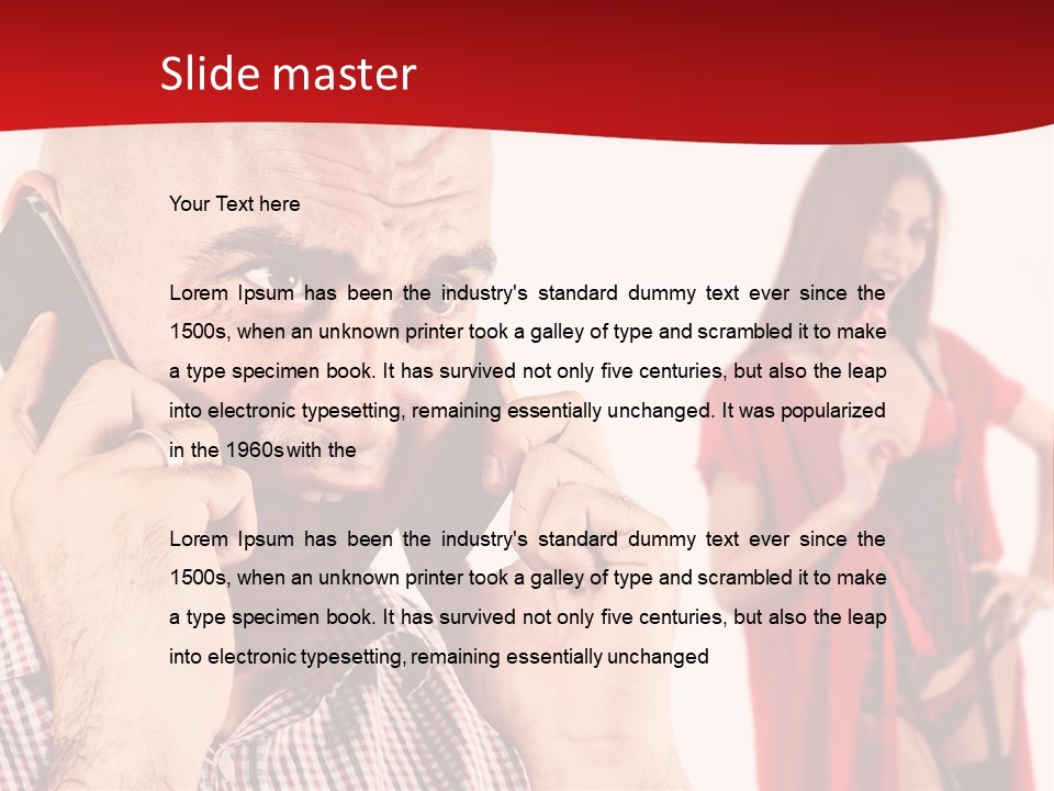 A Man Talking On A Cell Phone Next To A Woman PowerPoint Template