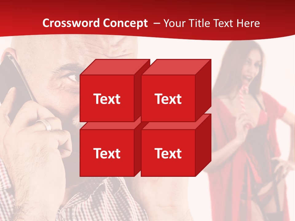 A Man Talking On A Cell Phone Next To A Woman PowerPoint Template