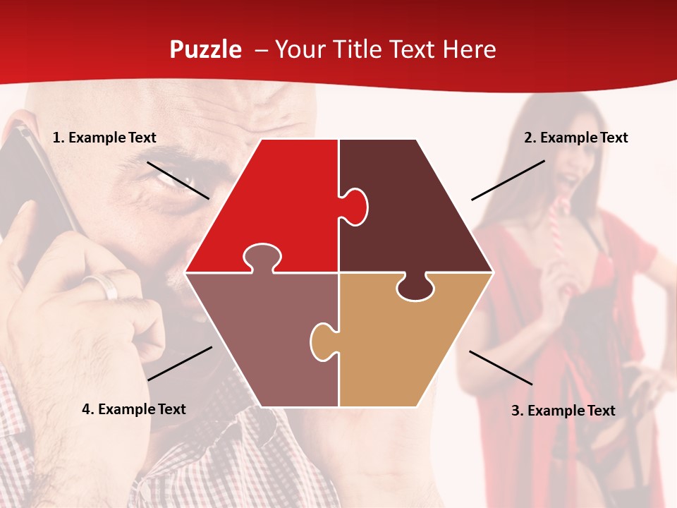 A Man Talking On A Cell Phone Next To A Woman PowerPoint Template