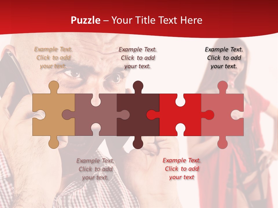 A Man Talking On A Cell Phone Next To A Woman PowerPoint Template