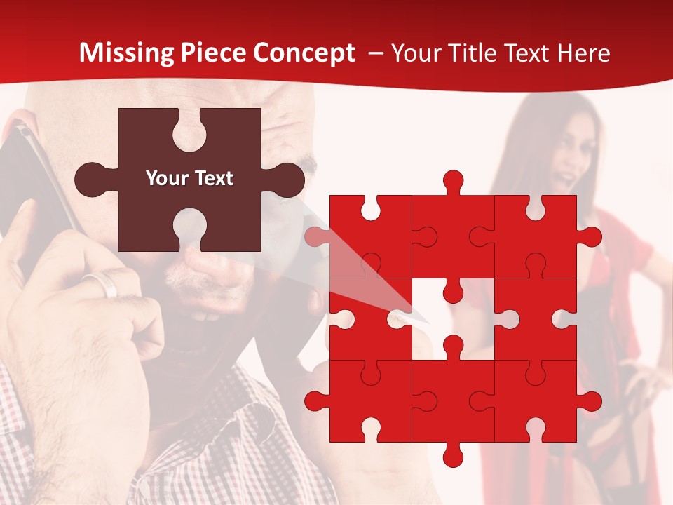 A Man Talking On A Cell Phone Next To A Woman PowerPoint Template