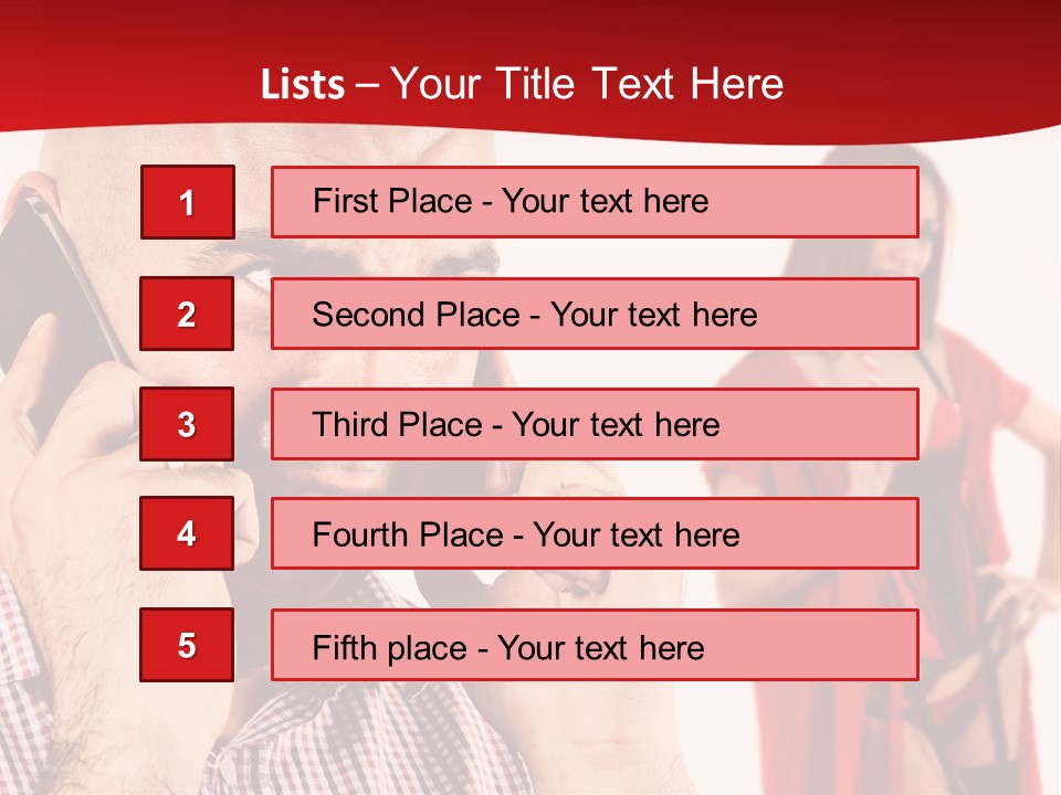 A Man Talking On A Cell Phone Next To A Woman PowerPoint Template