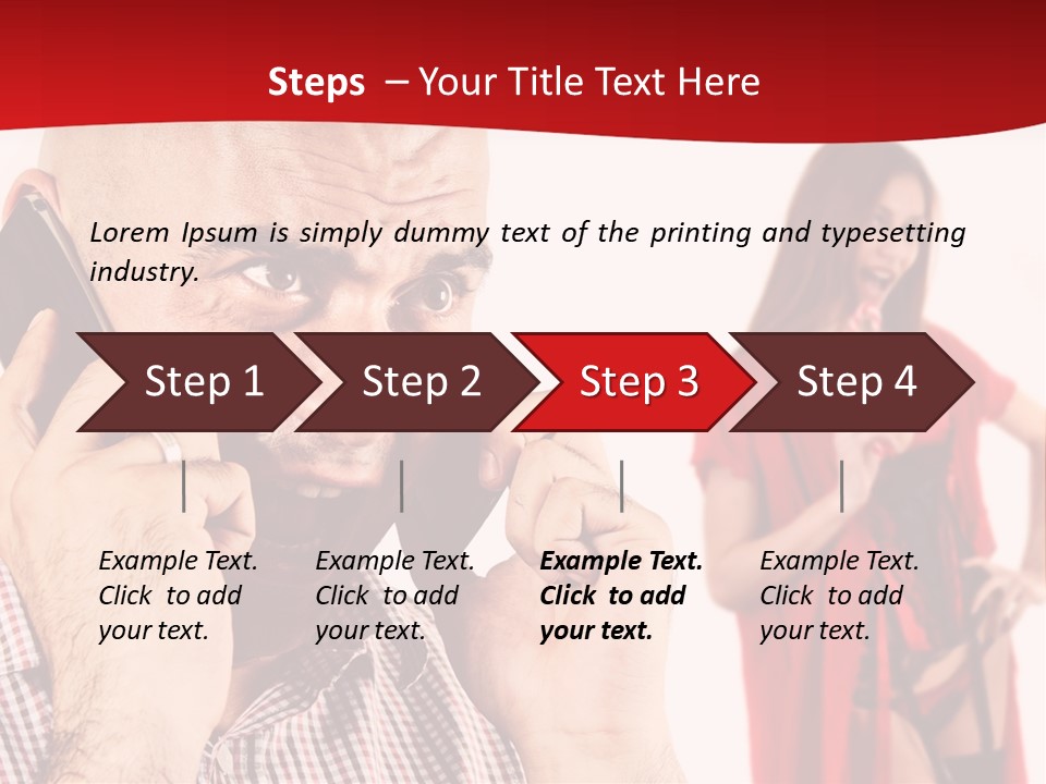 A Man Talking On A Cell Phone Next To A Woman PowerPoint Template