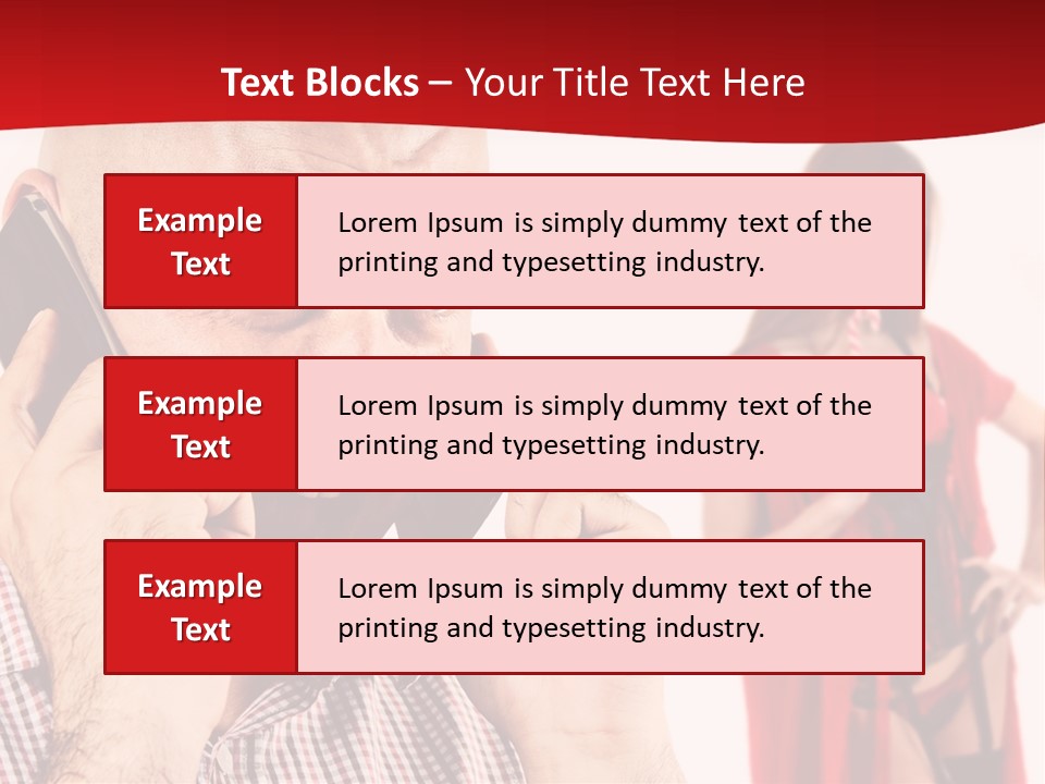 A Man Talking On A Cell Phone Next To A Woman PowerPoint Template