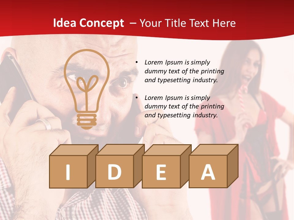 A Man Talking On A Cell Phone Next To A Woman PowerPoint Template