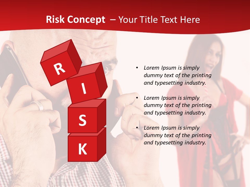 A Man Talking On A Cell Phone Next To A Woman PowerPoint Template