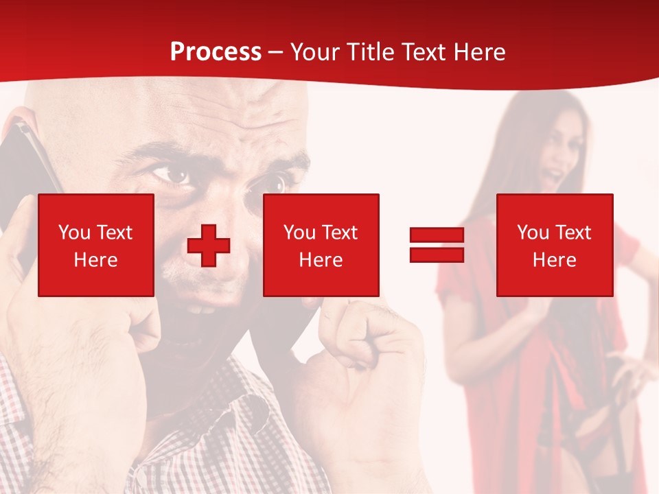 A Man Talking On A Cell Phone Next To A Woman PowerPoint Template