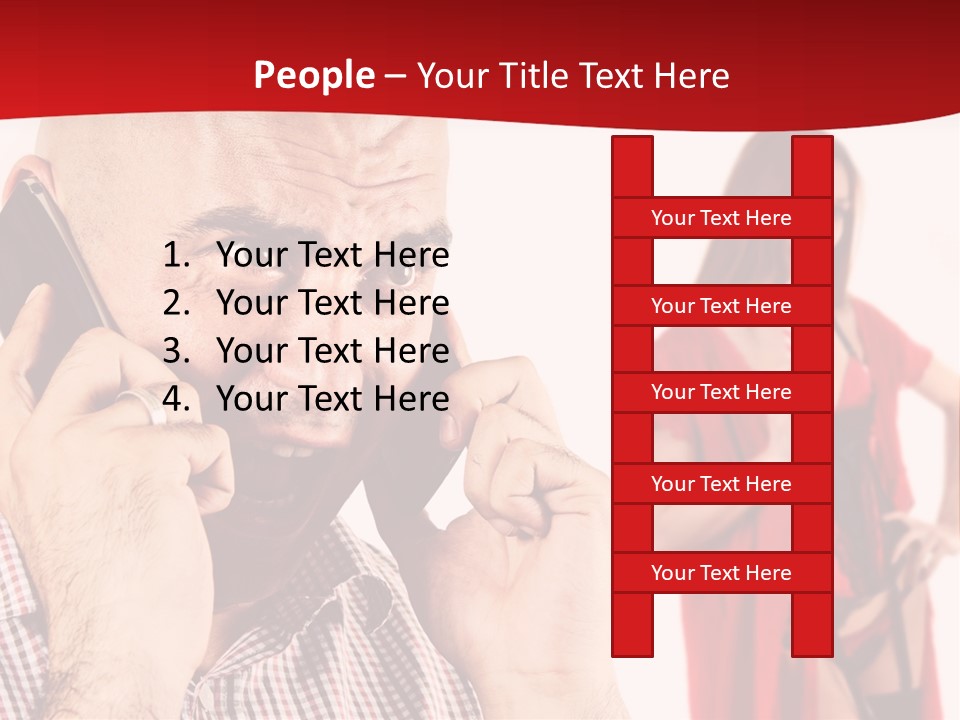 A Man Talking On A Cell Phone Next To A Woman PowerPoint Template