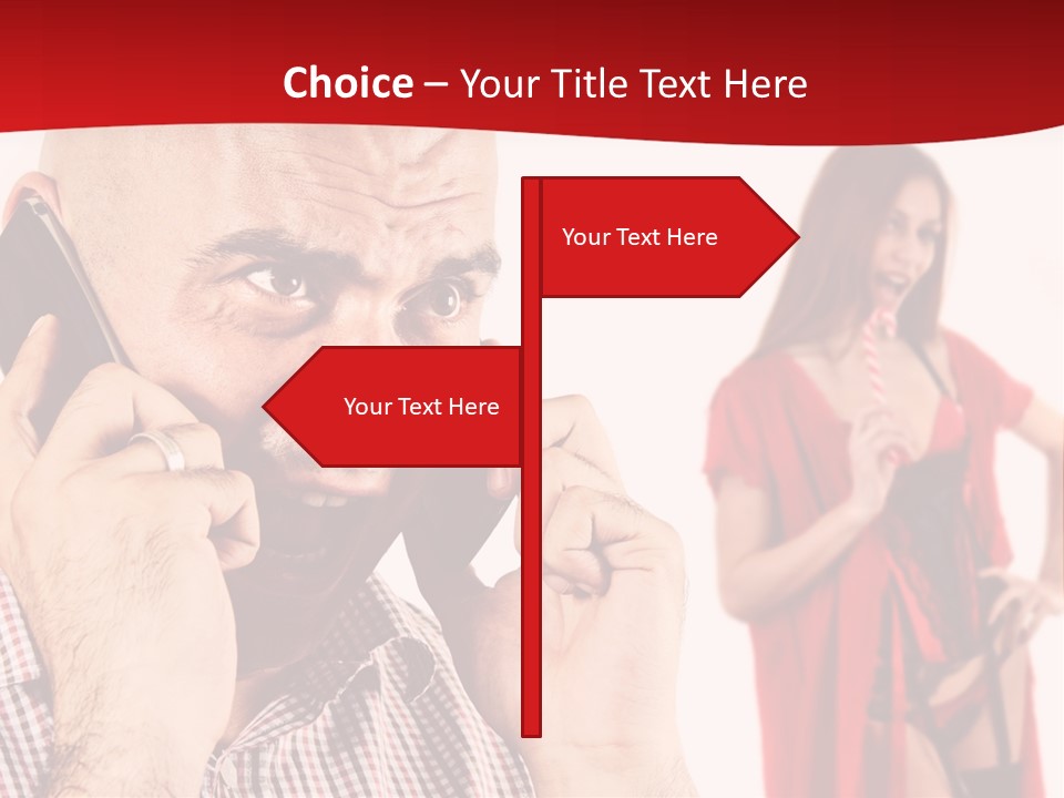 A Man Talking On A Cell Phone Next To A Woman PowerPoint Template