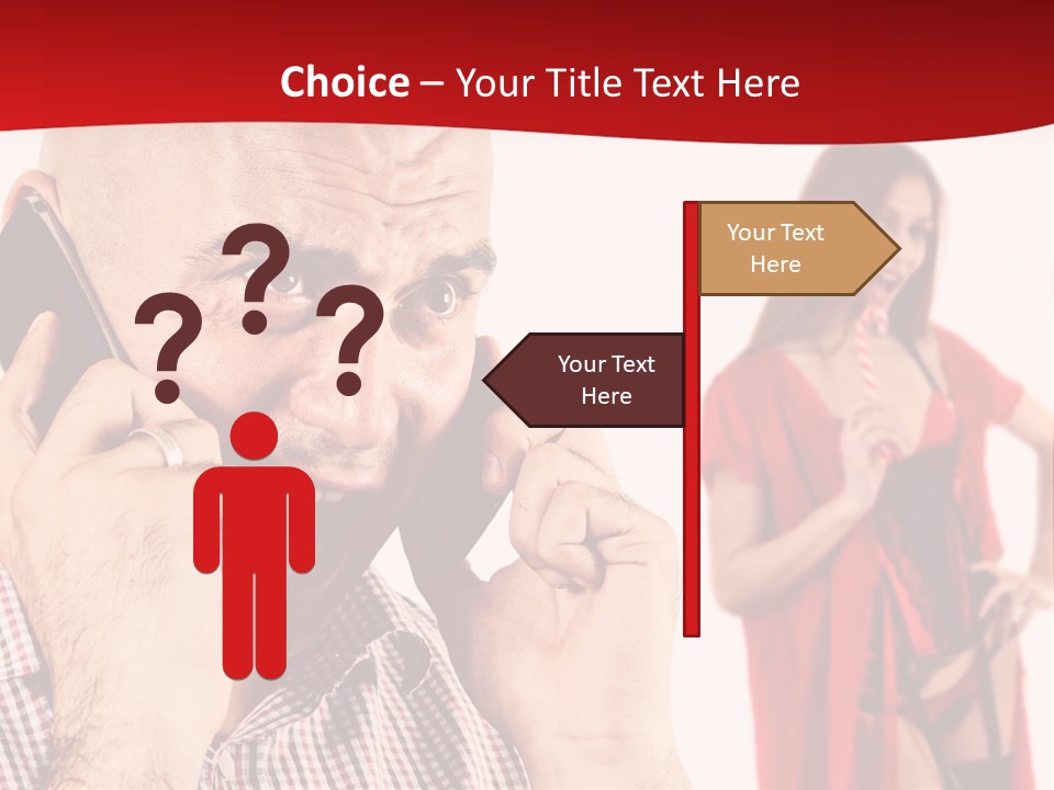 A Man Talking On A Cell Phone Next To A Woman PowerPoint Template