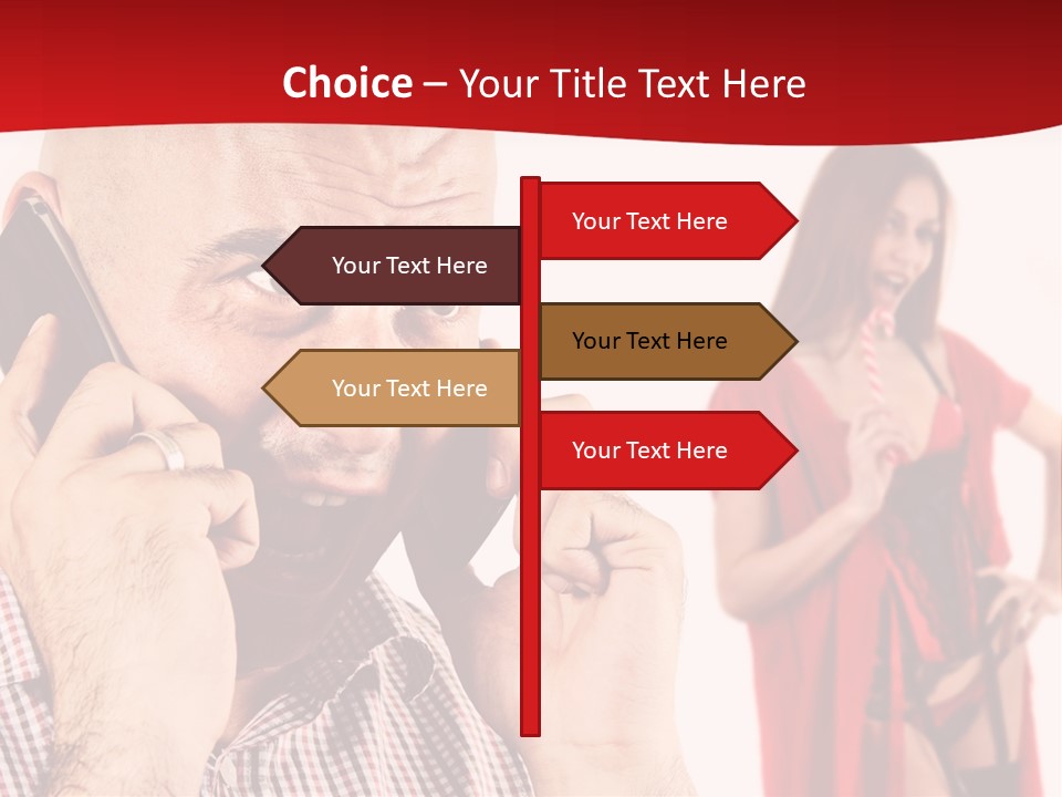 A Man Talking On A Cell Phone Next To A Woman PowerPoint Template