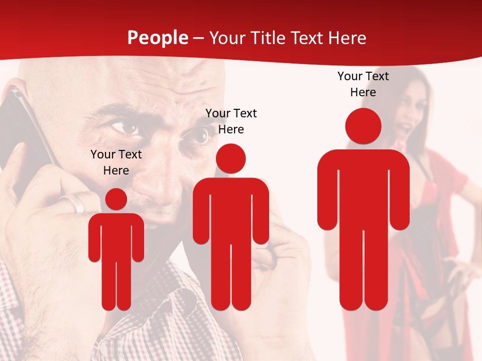 A Man Talking On A Cell Phone Next To A Woman PowerPoint Template