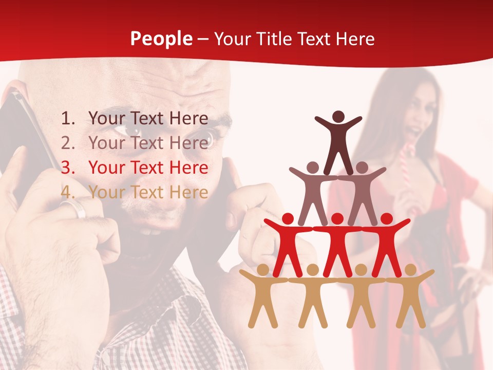 A Man Talking On A Cell Phone Next To A Woman PowerPoint Template