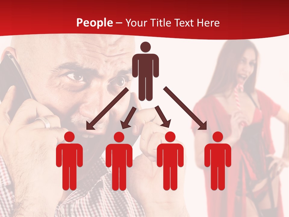 A Man Talking On A Cell Phone Next To A Woman PowerPoint Template