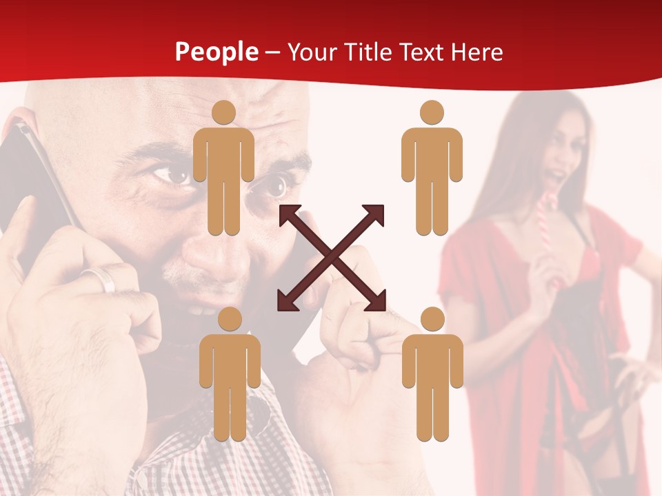 A Man Talking On A Cell Phone Next To A Woman PowerPoint Template