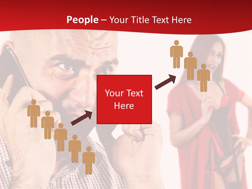 A Man Talking On A Cell Phone Next To A Woman PowerPoint Template