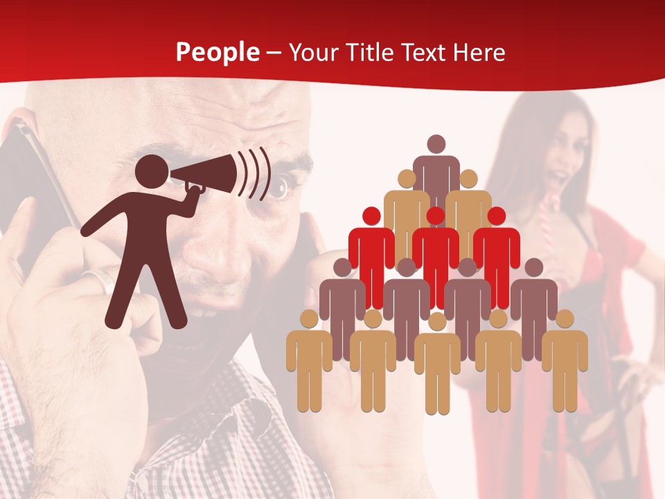 A Man Talking On A Cell Phone Next To A Woman PowerPoint Template