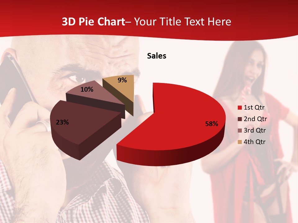 A Man Talking On A Cell Phone Next To A Woman PowerPoint Template