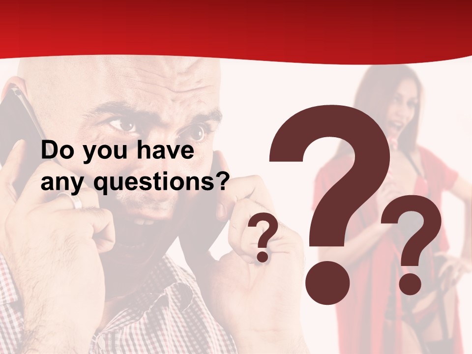 A Man Talking On A Cell Phone Next To A Woman PowerPoint Template