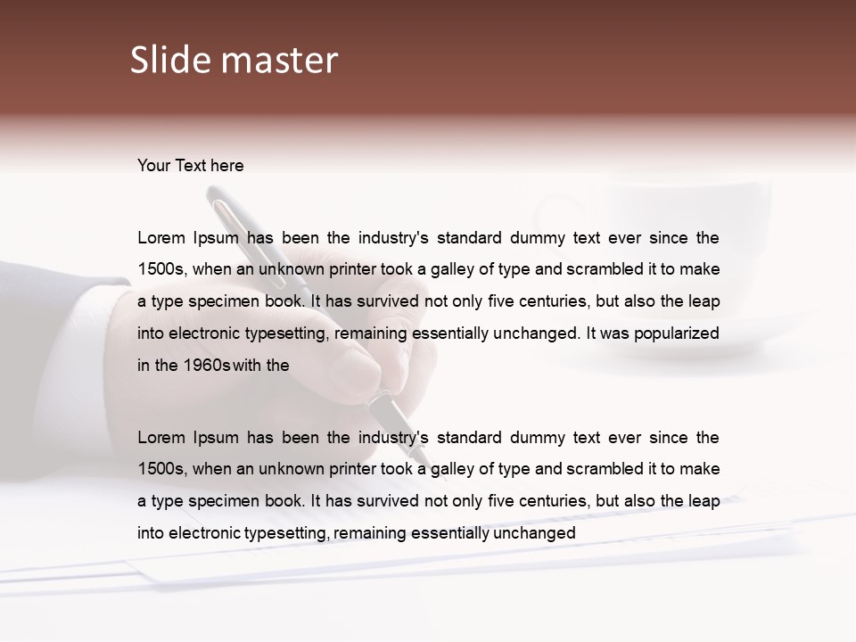 A Person Writing On A Piece Of Paper With A Pen PowerPoint Template